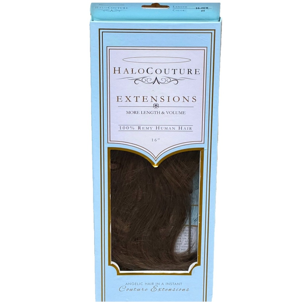 Halo Couture 16" Hair Extensions Remy Human Hair Color Brown #5 Invisible Wire